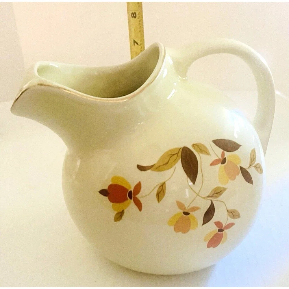 Vintage Hall's Superior Quality Autumn Leaf Ice Lip Tea Water Pitcher 8 inch